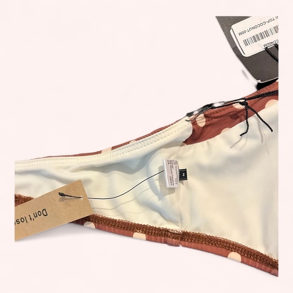 Reformation Retro Brown Polka Dot Coconut Betty Halter Bikini Top NWT Size M - Picture 5 of 5